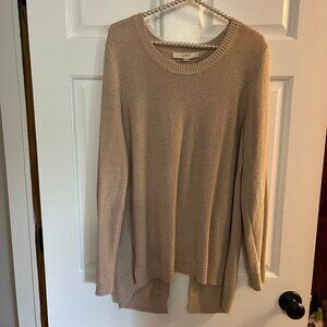 LOFT Ladies Crew Neck Open Split Back Long Sleeve Tunic Knit Sweater Size L
